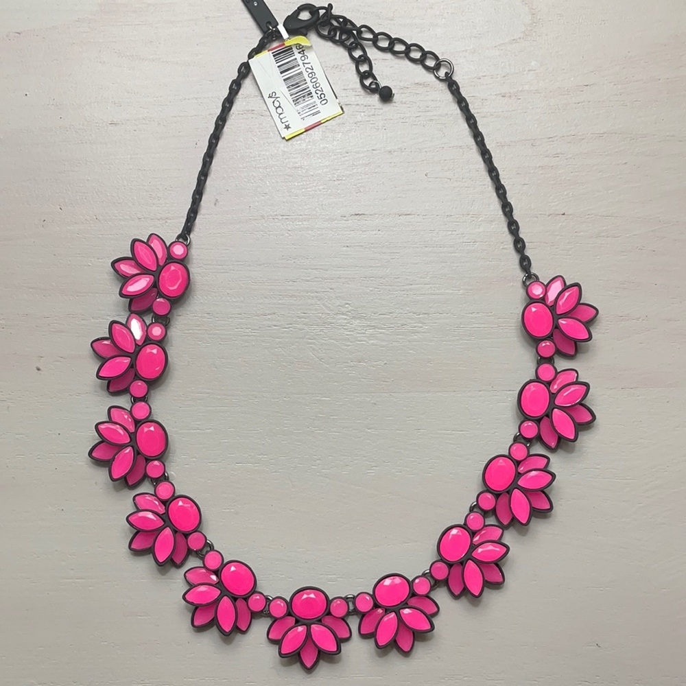INC Pink Black Necklace Floral